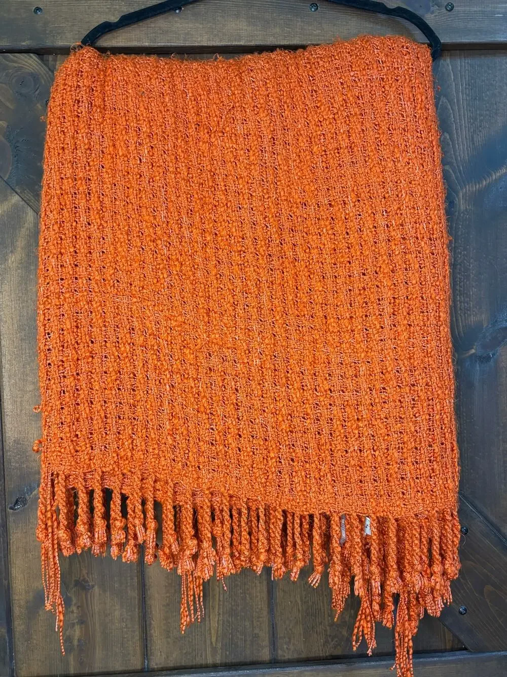 Pottery Barn orange terracota  Chunky Textured Throw Blanket 50x70
